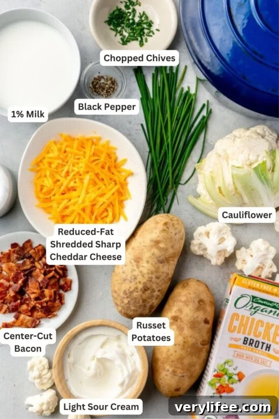Ingredients for loaded baked potato soup