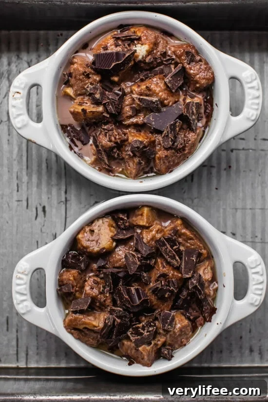 Chocolate Bread Pudding about to go in the oven