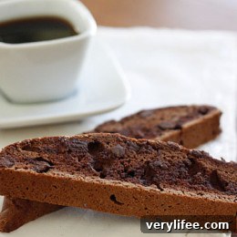 If you're a chocolate lover, then these chocolate chocolate chip biscotti cookies are the perfect grown up cookie.