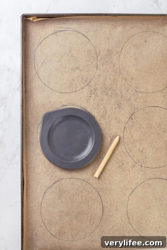 Trace circles on parchment paper Drawing circles onto parchment paper