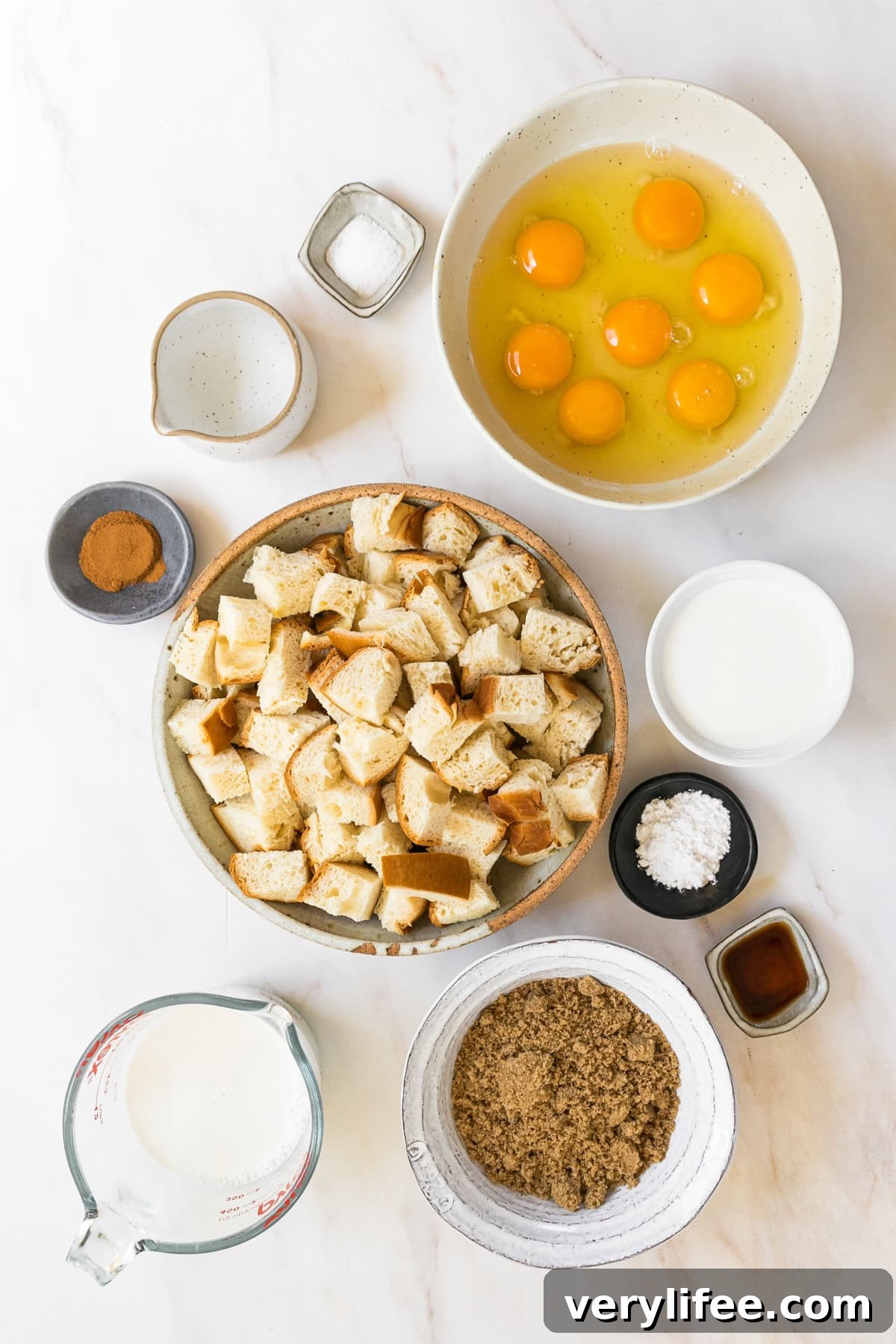 Creme brulee French toast ingredients.