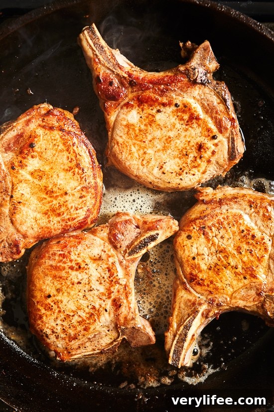 Close up of pork chop with sauce