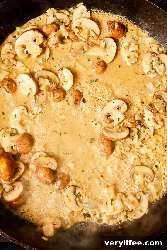 Serving platter with pork chops and mushrooms