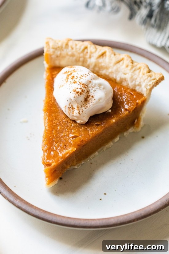Slice of sweet potato pie Slice of sweet potato pie on plate
