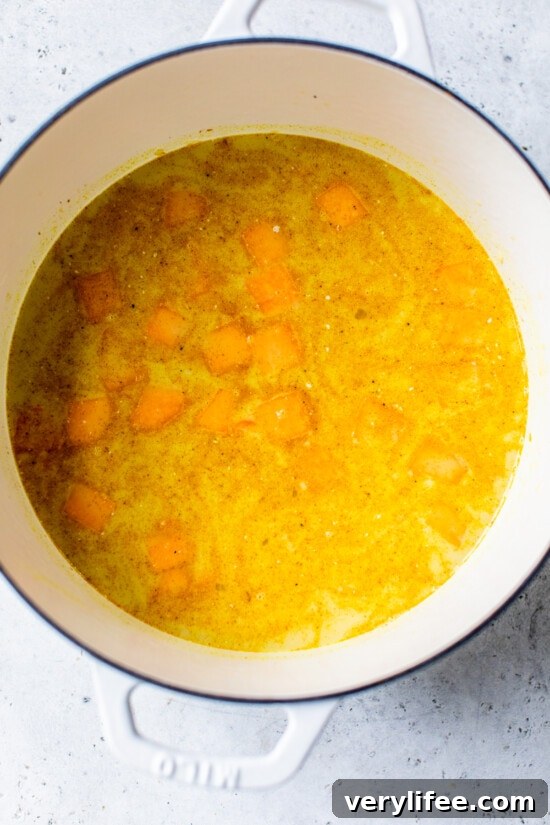 butternut cooked in soup
