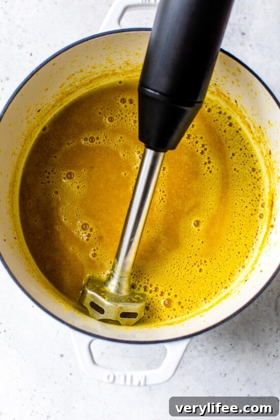 soup with immersion blender