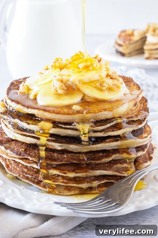 Banana Nut Pancakes with walnuts