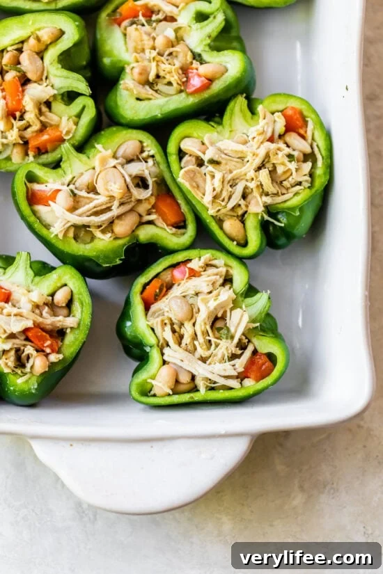 Chicken and White Bean Stuffed Peppers 4 Peppers with chicken and beans
