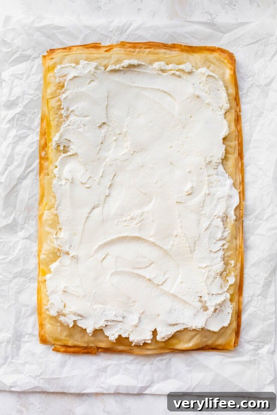 Crispy Phyllo Tart with Fresh Fruit 8 spread cream cheese spread