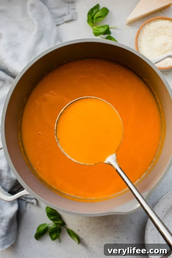 Pureed Tomato Bisque in pot