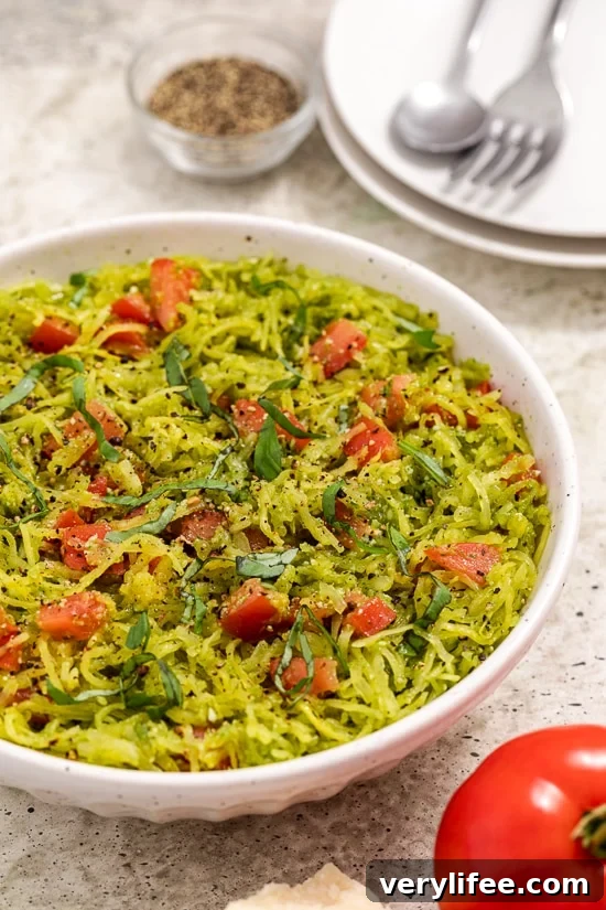 Pesto Spaghetti Squash with Tomatoes