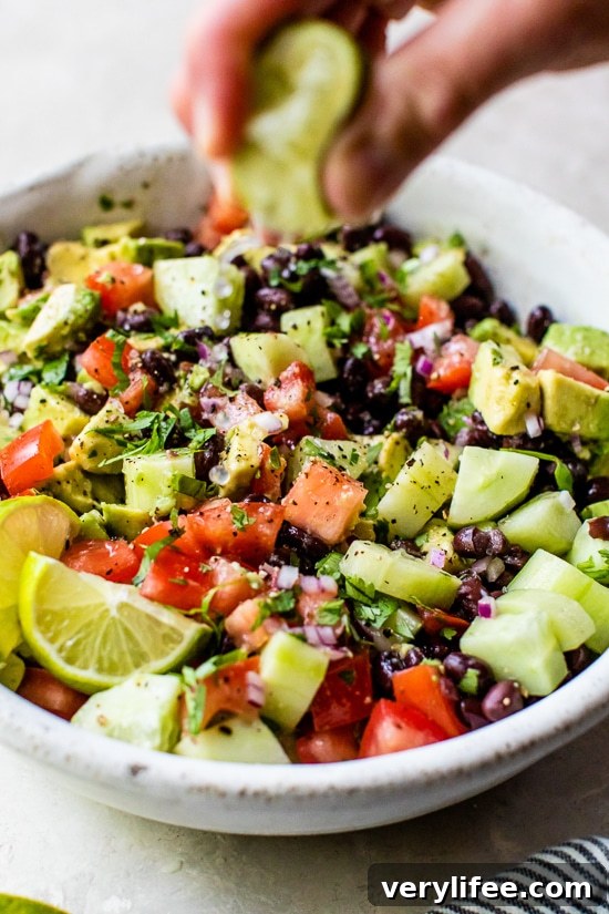 Black Bean, Avocado, Cucumber, and Tomato Salad
