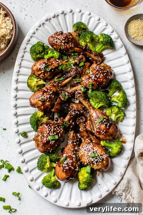 Sticky Asian Glazed Chicken Drumsticks Recipe 8 Asian-Glazed Drumsticks served over rice