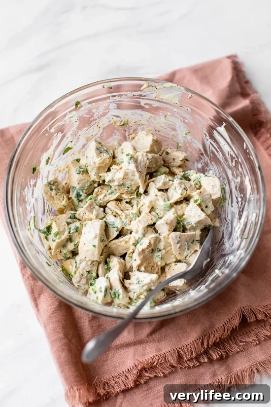 Cilantro Chicken Salad in a bowl