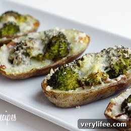 Filled potato skins with broccoli and cheddar