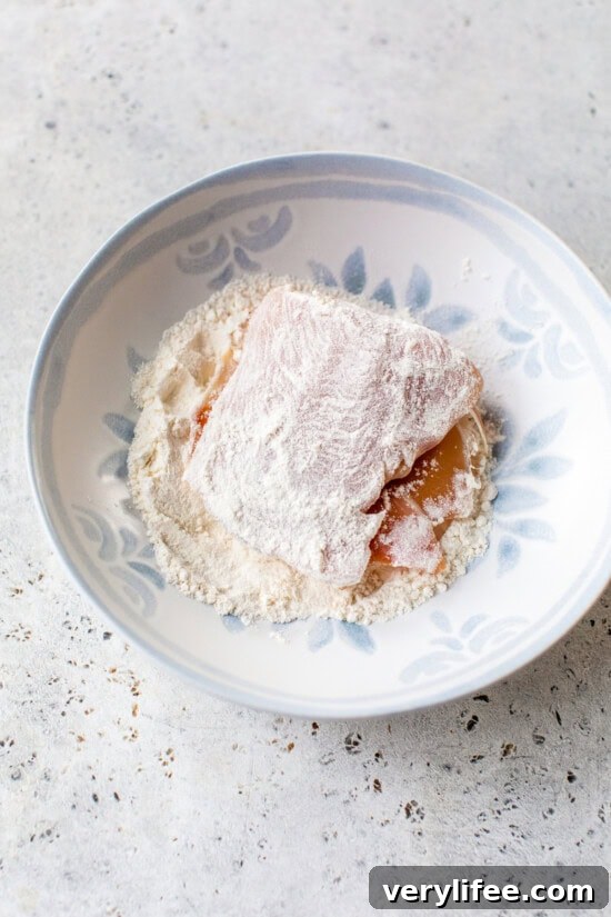 chicken dredged in flour
