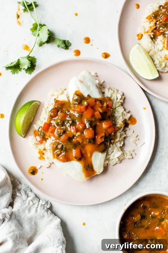Broiled Tilapia in Thai Coconut Curry Sauce Recipe 5 Broiled Tilapia with Thai Coconut Curry Sauce final plating