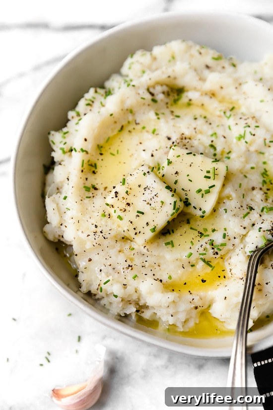 Mashed Cauliflower is essentially a creamy cauliflower puree that makes a delicious low-carb or keto alternative to mashed potatoes.