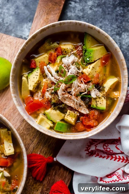 Chicken and Avocado Soup Recipe with Lime and Cilantro 3 This Chicken and Avocado Soup with lime, scallions and cilantro is my go-to when I want comfort food with Latin flavors.