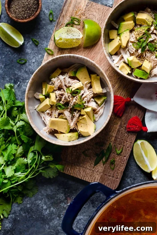 Chicken and Avocado Soup Recipe with Lime and Cilantro 6 This Chicken and Avocado Soup with lime, scallions and cilantro is my go-to when I want comfort food with Latin flavors.
