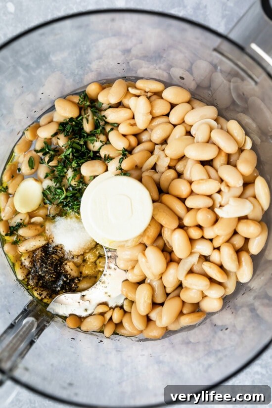 White Bean Crostini Recipe with Garlic and Rosemary 5 white beans in food processor