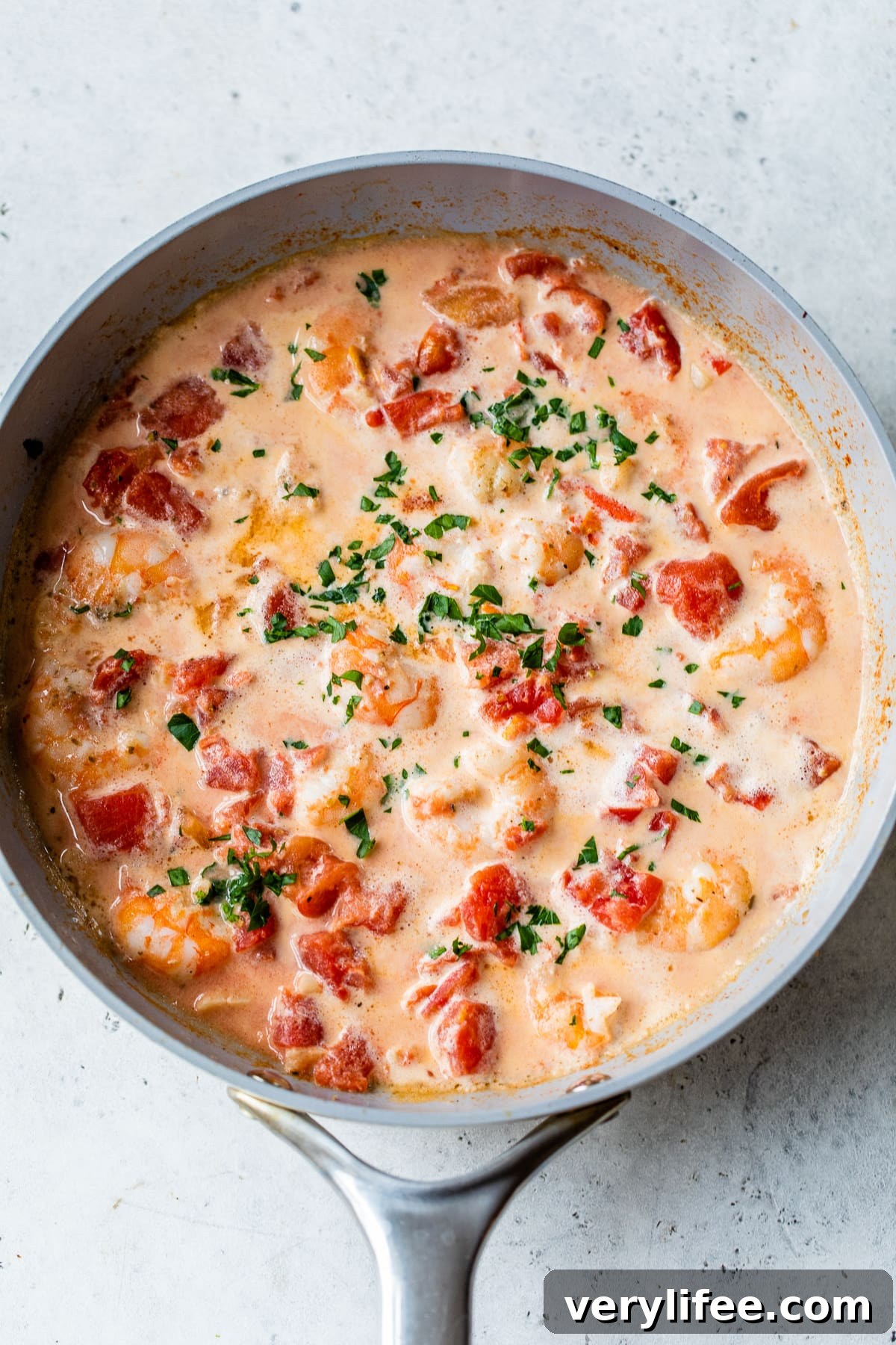 Creamy Tomato Shrimp Angel Hair Pasta 4 pink sauce