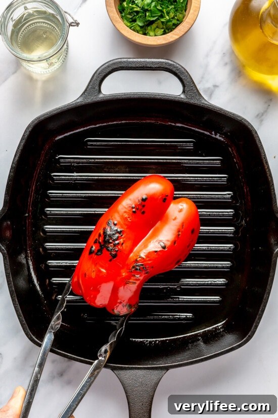 charring red peppers