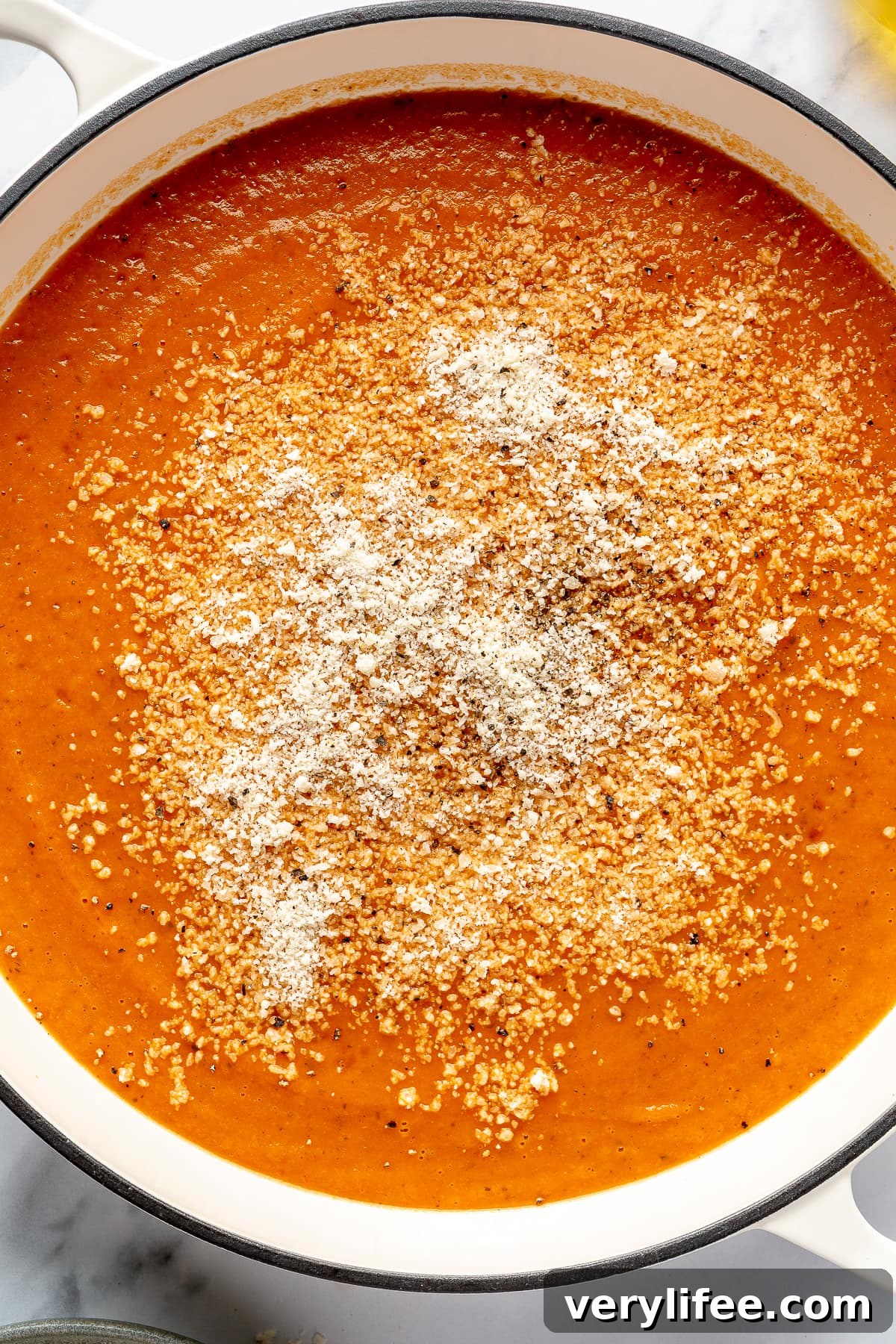 Pot of Roasted Red Pepper Soup