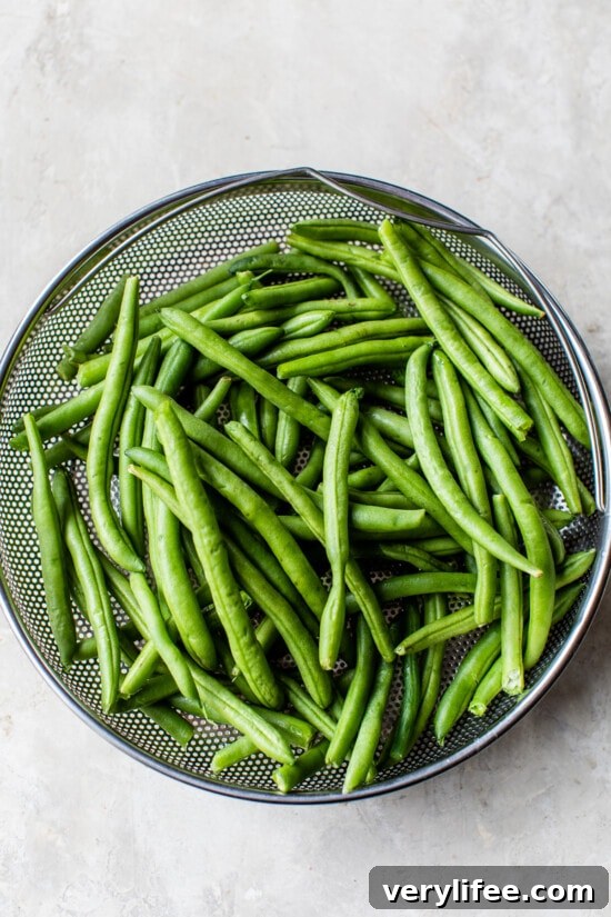 green beans in mesh