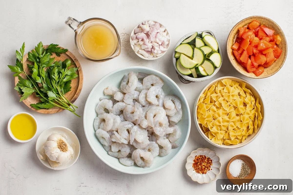 Shrimp and Zucchini Pasta ingredients