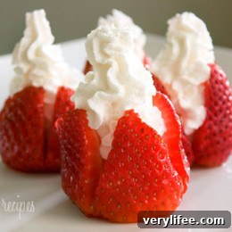 Strawberries filled with whipped cream