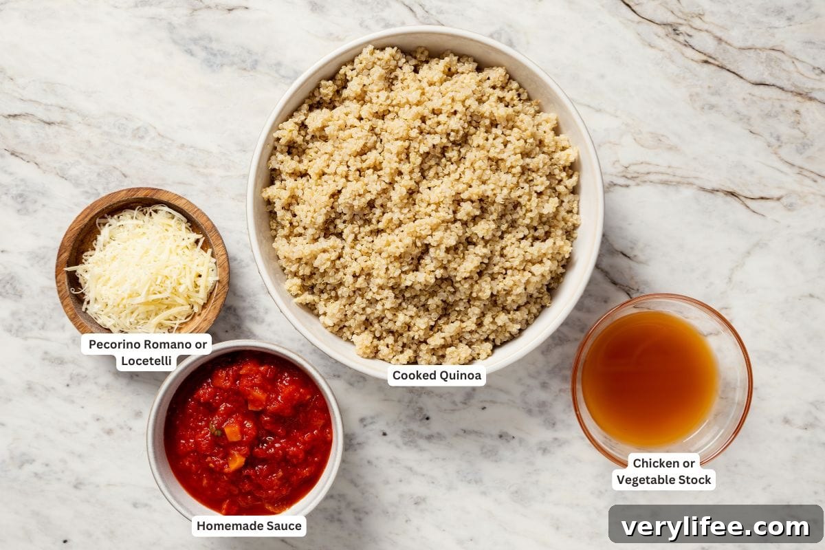 Ingredients for quinoa risotto.