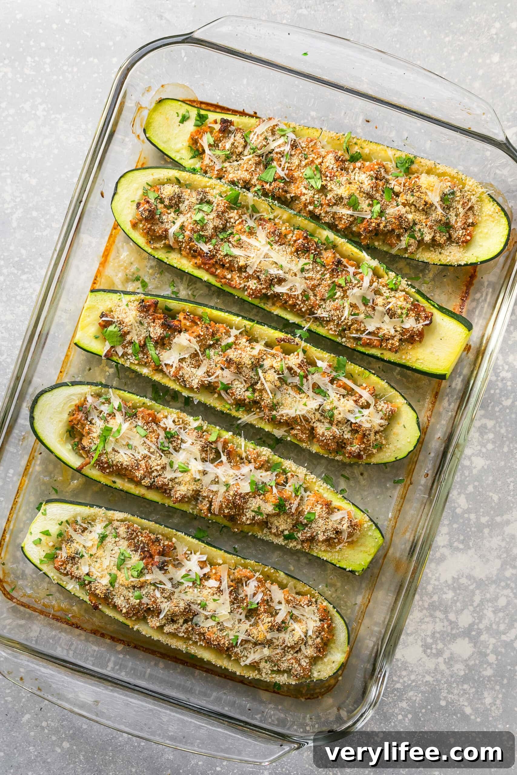 Ground Turkey Zucchini Boats Recipe 10 Turkey Stuffed Zucchini plated