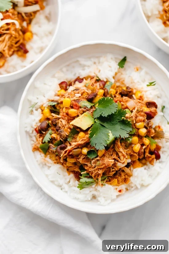 Slow Cooker Chicken Taco Chili Recipe 6 Crock Pot Chicken Taco Chili in bowl