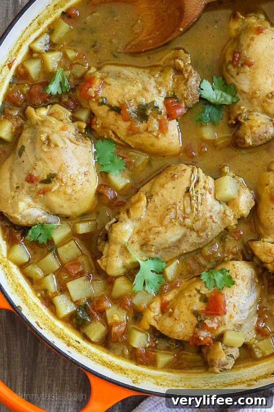 This easy Chicken Curry dish with potatoes, garam masala, cumin and curry spices and simmered with coconut milk. This aromatic dish gives flavor newbies and seasoned curry lovers with go nuts over.
