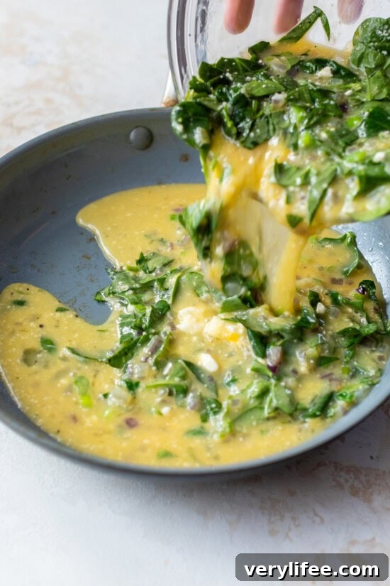 pour eggs into skillet