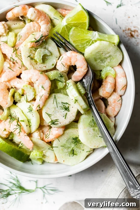Creamy Shrimp and Celery Salad Recipe 2 Creamy Shrimp and Celery Salad - shrimp, cucumbers and celery in a creamy lime dressing