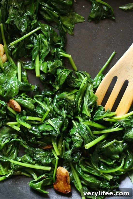 Sauteed Baby Spinach with Garlic and Olive Oil Recipe 4 Wilted Baby Spinach with Garlic and Oil is my favorite way to prepare this easy side dish.