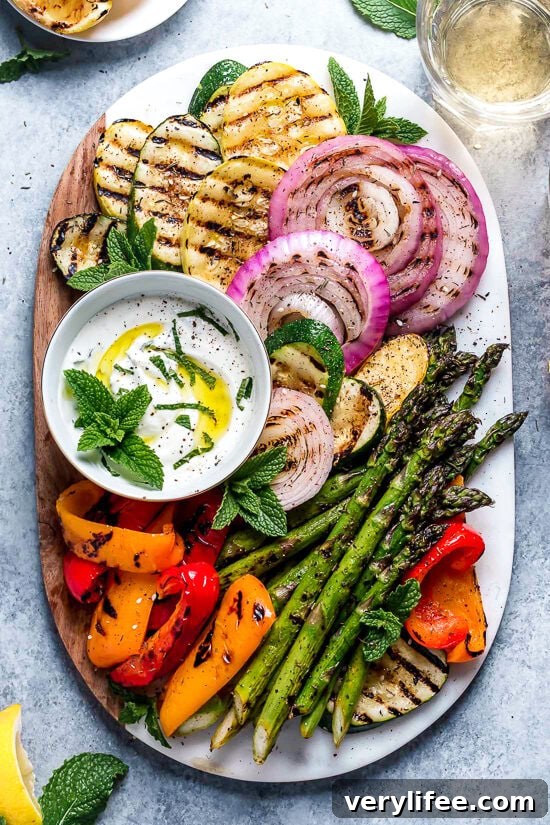 Grilled Vegetables with Yogurt Mint Sauce