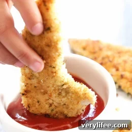 These juicy, flavorful chicken tenders are marinated in pickle juice then breaded and baked in the oven or air fryer!
