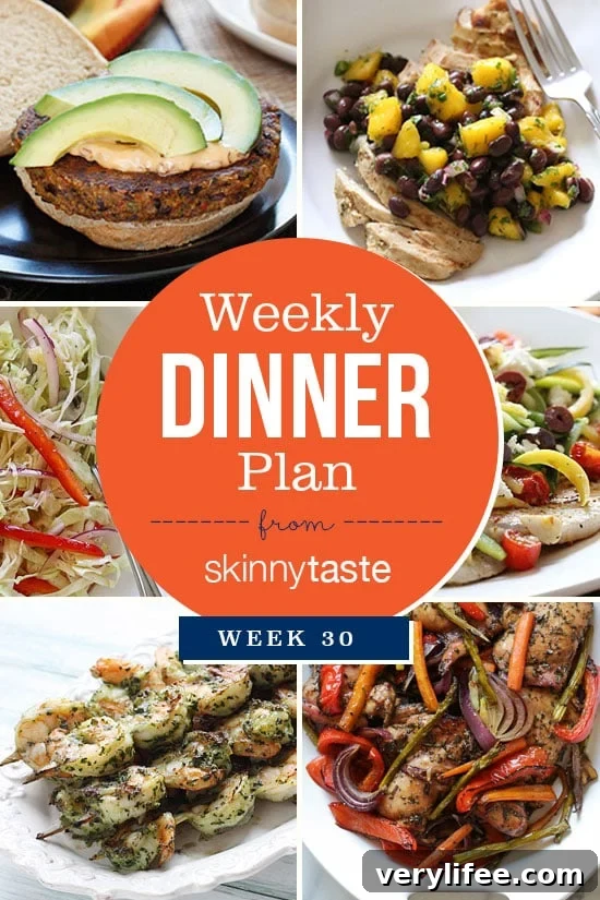 Skinnytaste Dinner Plan: Week 30 Menu & Recipes 2 Skinnytaste Dinner Plan Week 30. Healthy dinners for the week!
