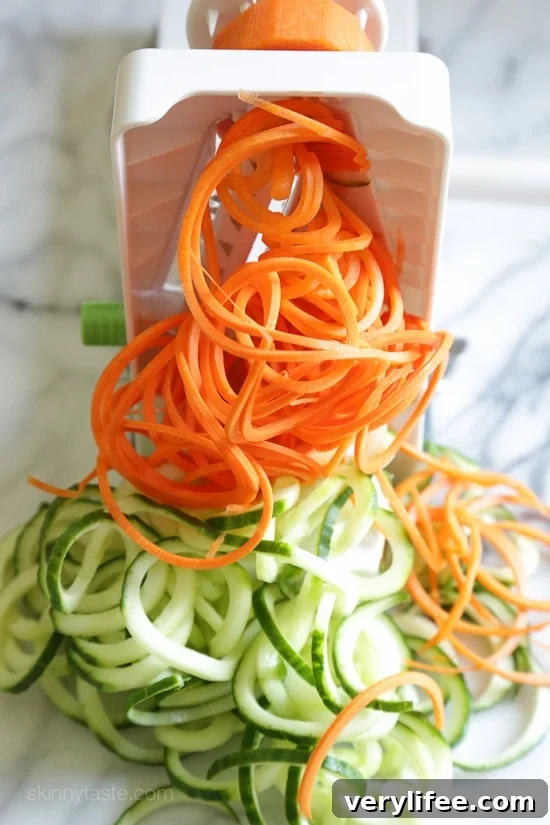 Spiralized Carrots and Cucumber