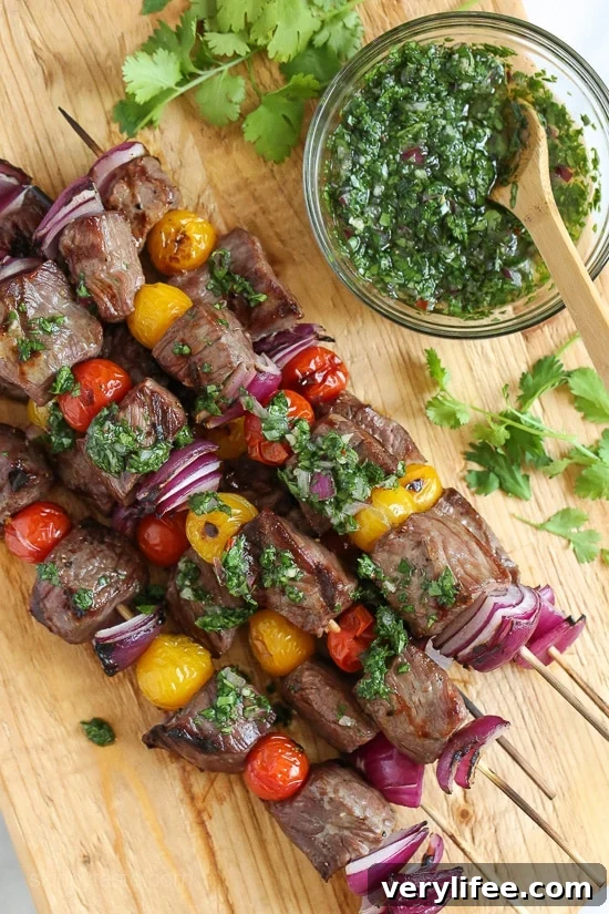 Grilled Steak Kebabs with Fresh Chimichurri Sauce 3 Grilled Steak Kebabs with Chimichurri-4