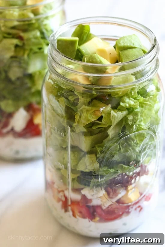 Cobb Salad in a Mason Jar with Buttermilk Ranch