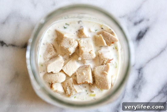 Chicken and dressing in a Mason Jar