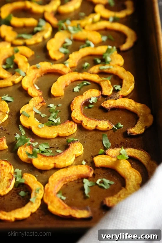 Roasted Delicata squash with turmeric on a plate.