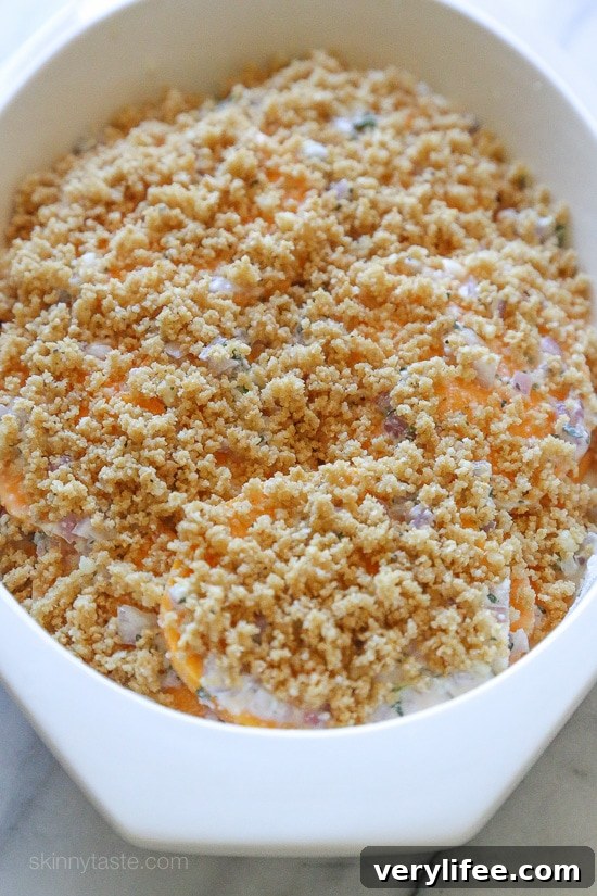 Creamy Butternut Squash Gratin with Parmesan and Thyme 5 Gratins are usually loaded with butter and cream, this lightened version is healthier and flavorful, you won't miss all the cream! A perfect side dish for Turkey or Roasted Chicken.
