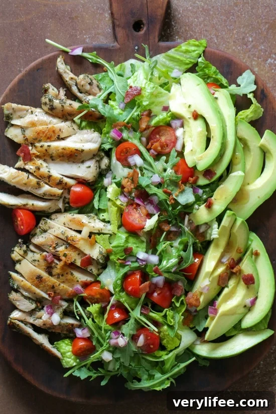This hearty salad is HUGE – perfect when you want a big salad for dinner without the grains. It's also gluten-free, dairy-free, and grain-free.