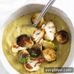 Roasted Brussels Sprouts and Cauliflower Soup Recipe 3 Roasted Brussels Sprouts and Cauliflower Soup bowl