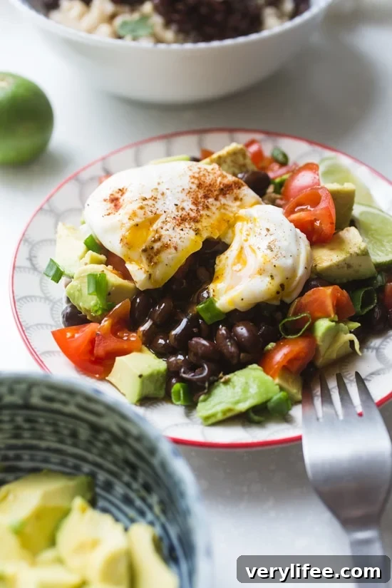 Instant Pot Black Beans Recipe: Tender, Flavorful in 1 Hour 6 Black beans with a poached egg over avocado and tomato